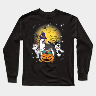 Husky Mummy Witch Dog Moon Halloween Long Sleeve T-Shirt